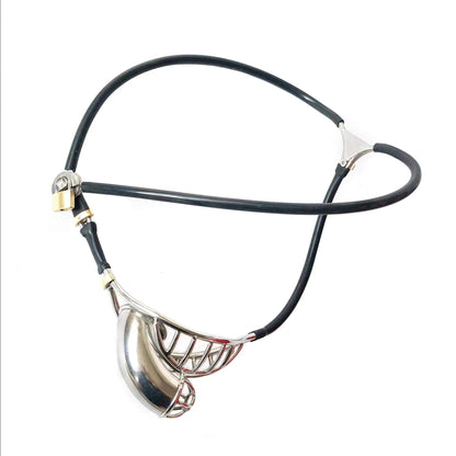 Semi-Hollow Cable-Waist Male Chastity Belt