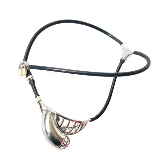Semi-Hollow Cable-Waist Male Chastity Belt