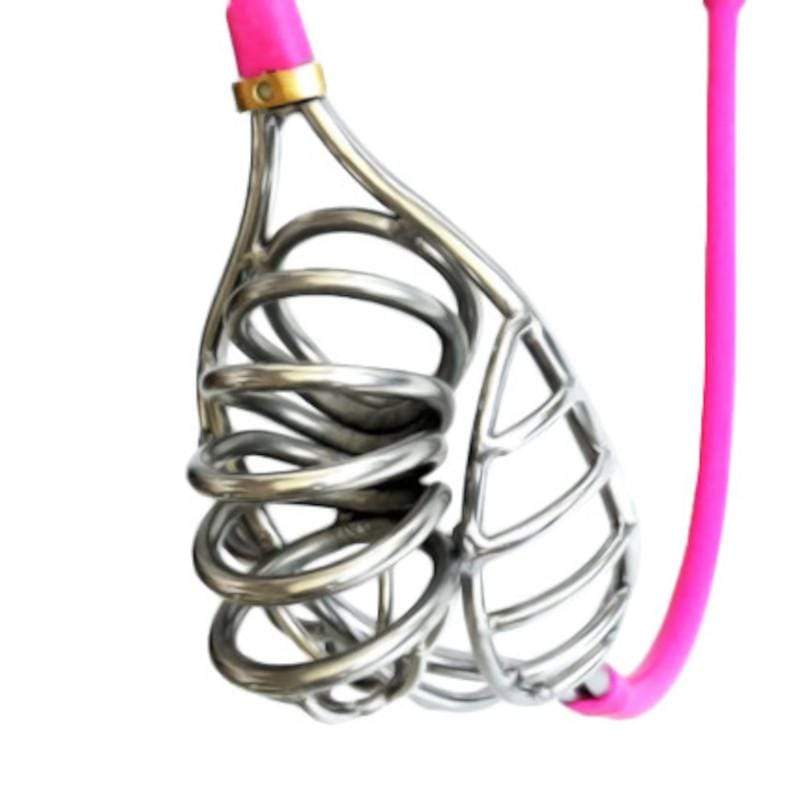 Pink Open-Cage Cable-Waist Chastity Belt