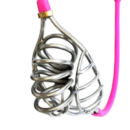 Pink Open-Cage Cable-Waist Chastity Belt