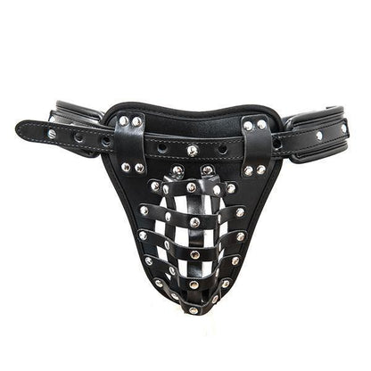 Black Riveted Basket Male Chastity Belt