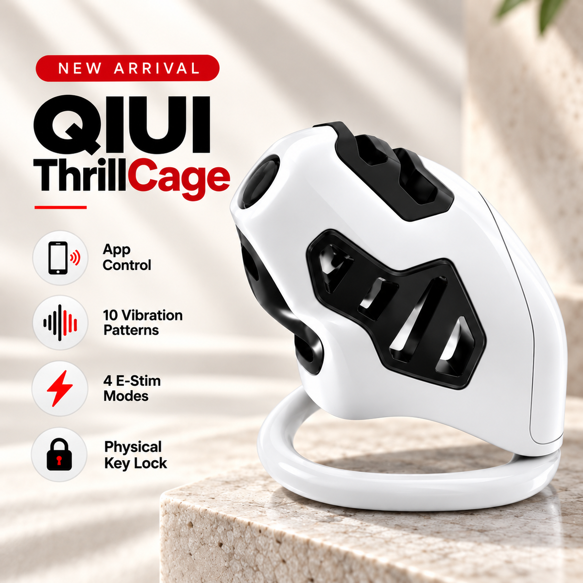 QIUI ThrillCage App-Controlled Vibrating Chastity Cage