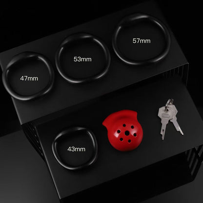 Red & Black Dome Chastity Cage