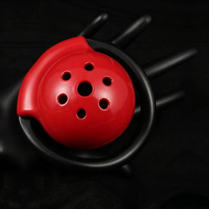 Red & Black Dome Chastity Cage