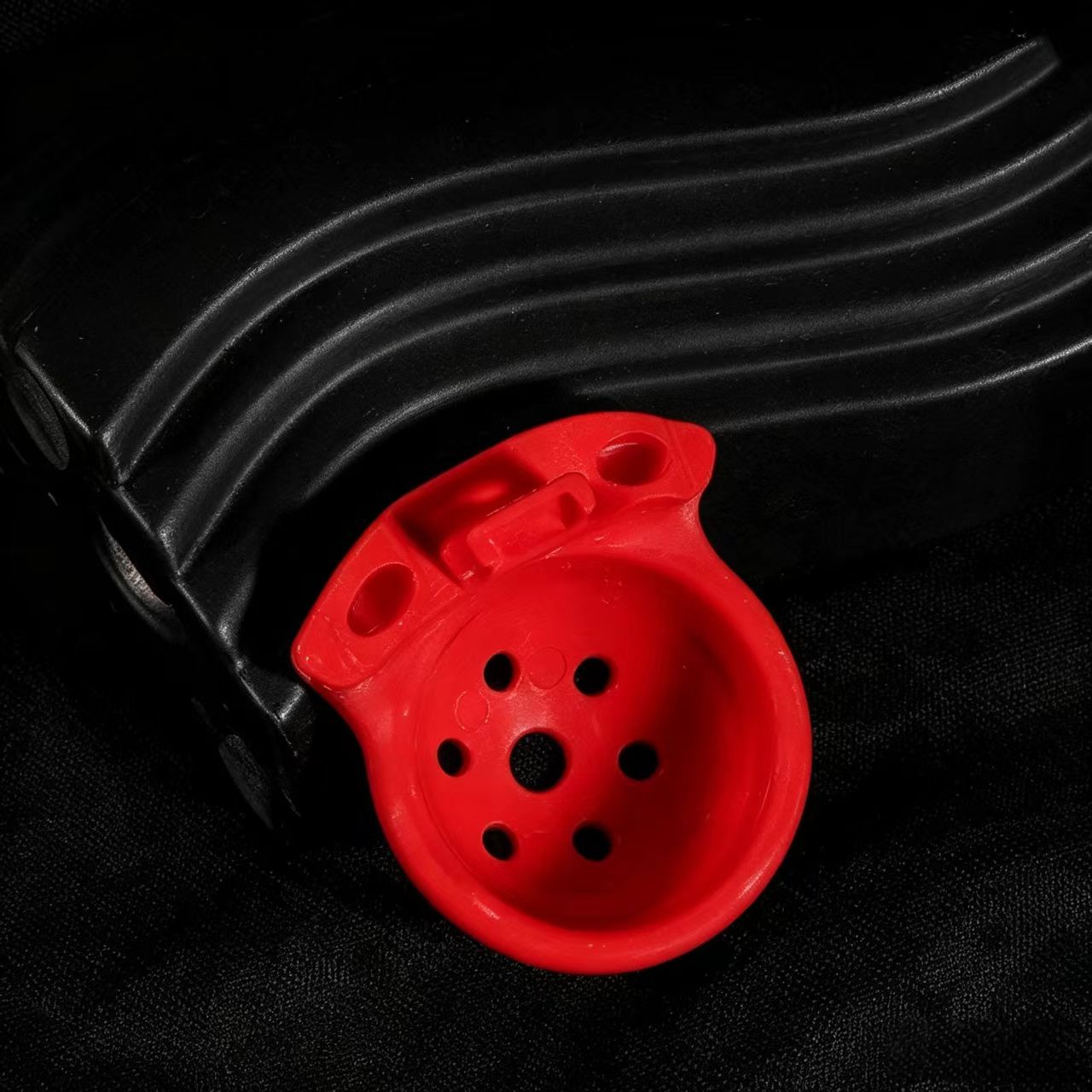 Red & Black Dome Chastity Cage