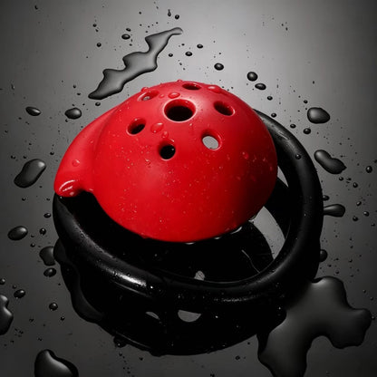 Red & Black Dome Chastity Cage