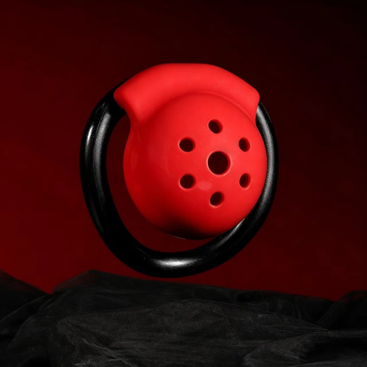 Red & Black Dome Chastity Cage