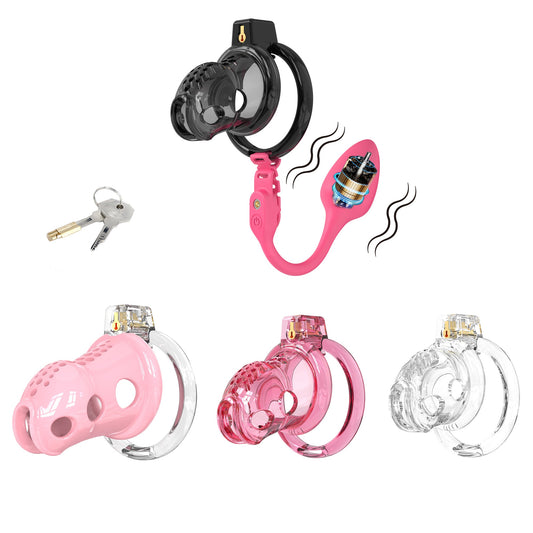 Silicone Chastity Cage with App Remote Control Anal Plug