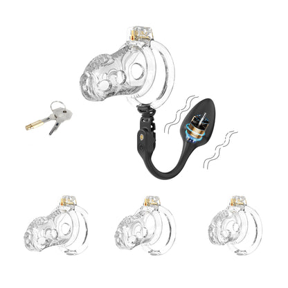 Silicone Chastity Cage with App Remote Control Anal Plug