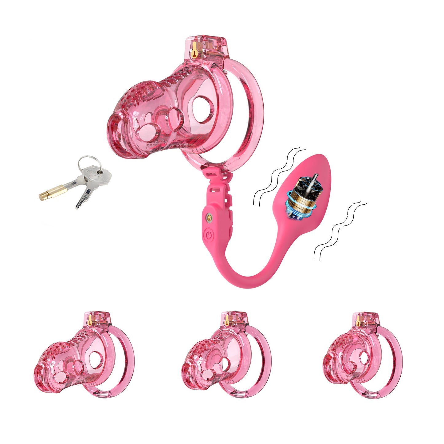 Silicone Chastity Cage with App Remote Control Anal Plug