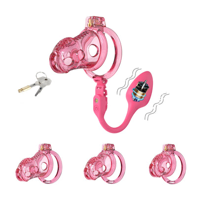 Silicone Chastity Cage with App Remote Control Anal Plug