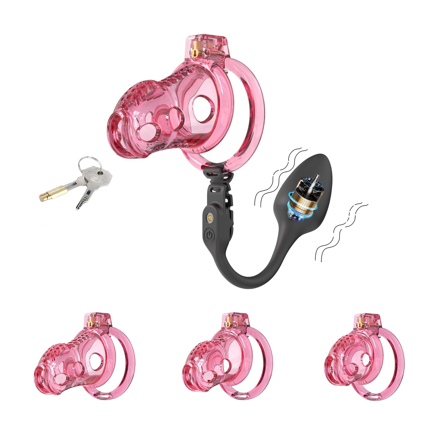 Silicone Chastity Cage with App Remote Control Anal Plug
