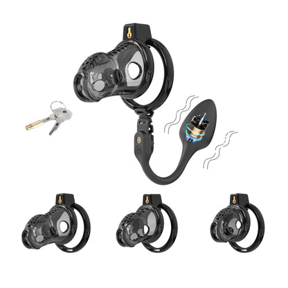 Silicone Chastity Cage with App Remote Control Anal Plug