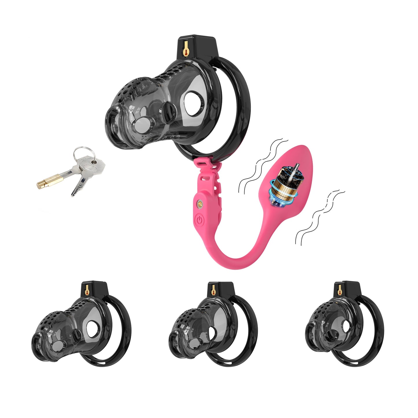 Silicone Chastity Cage with App Remote Control Anal Plug