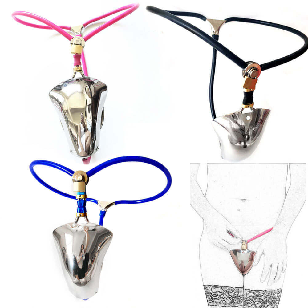 Shield-Front Cable-Waist Chastity Belt with Optional Plug