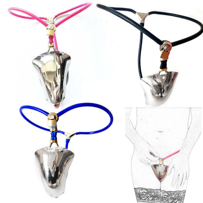 Shield-Front Cable-Waist Chastity Belt with Optional Plug
