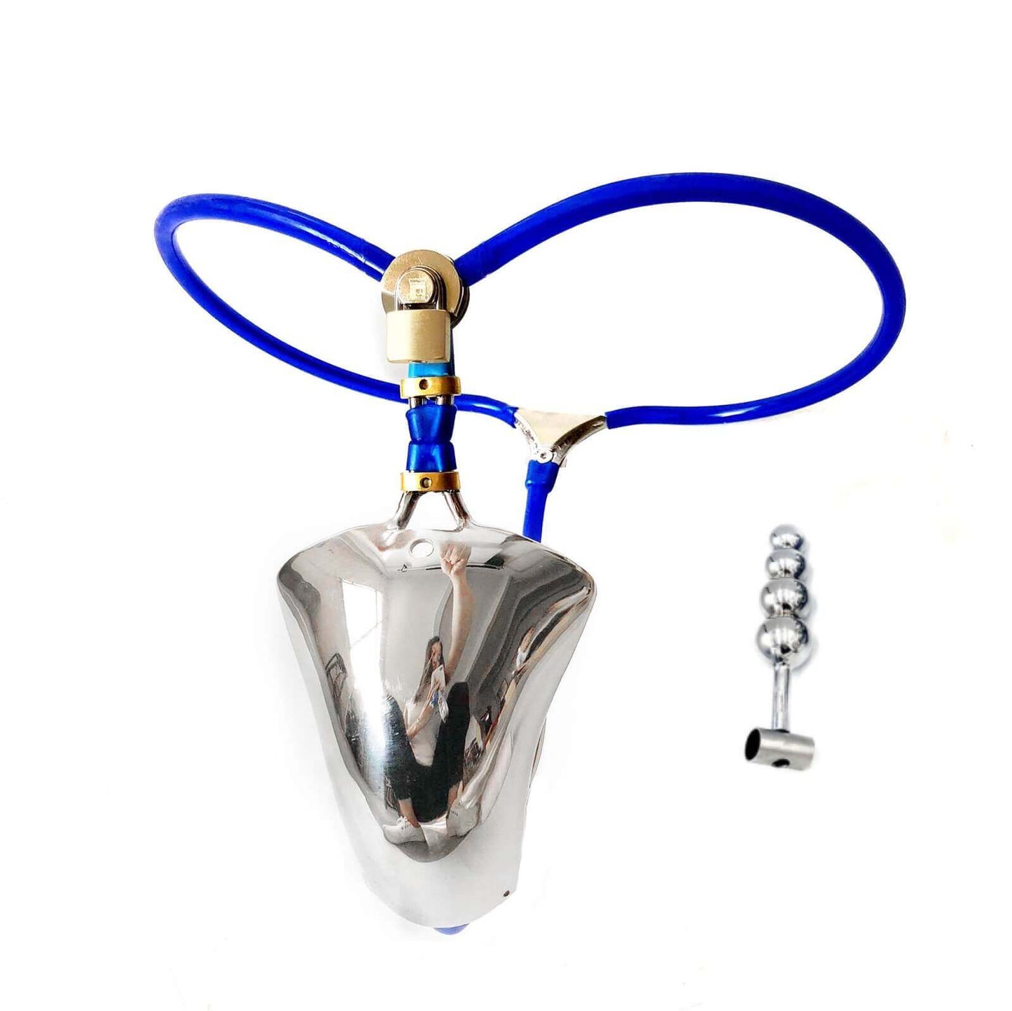 Shield-Front Cable-Waist Chastity Belt with Optional Plug