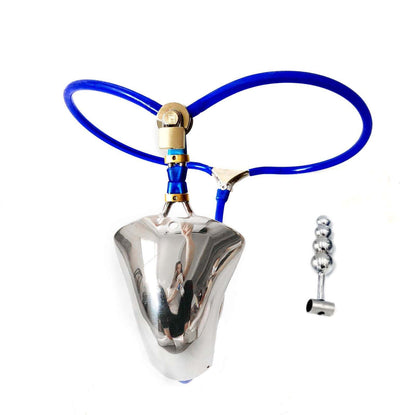 Shield-Front Cable-Waist Chastity Belt with Optional Plug