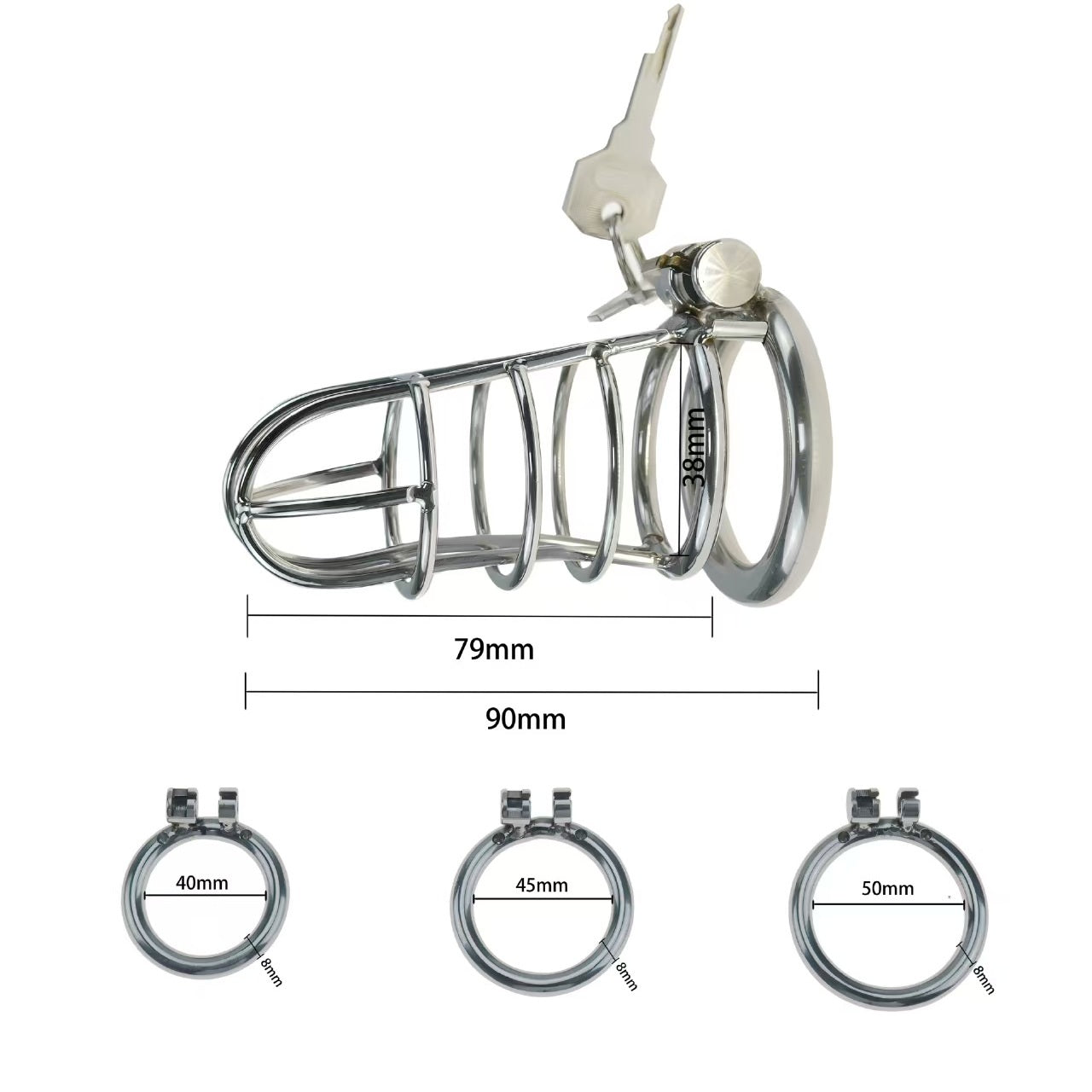 Three-Size Prison-Bar Chastity Cage