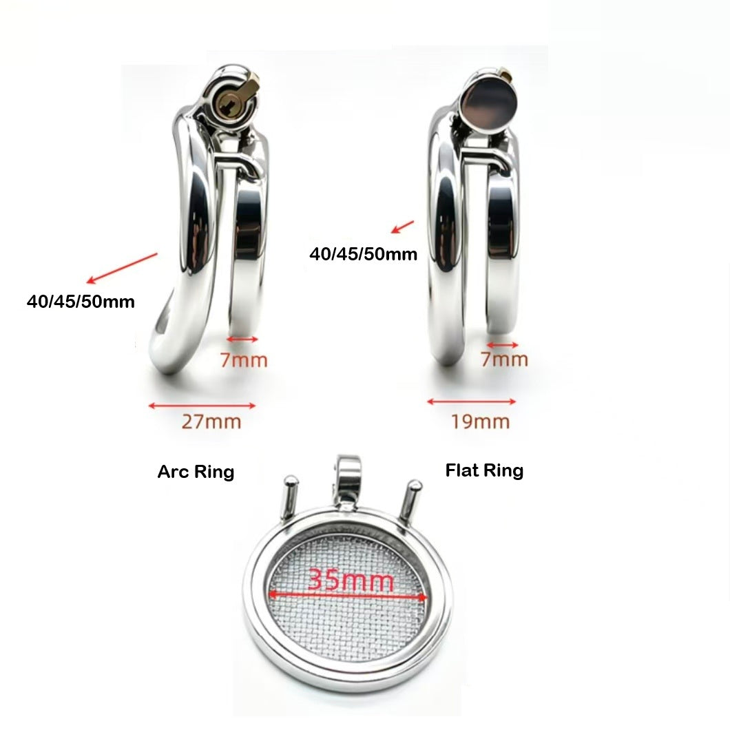 Dual-Ring-Style StarNet Mesh Flat Chastity Cage