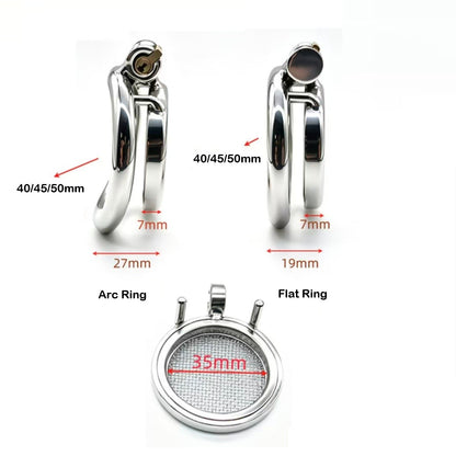 Dual-Ring-Style StarNet Mesh Flat Chastity Cage