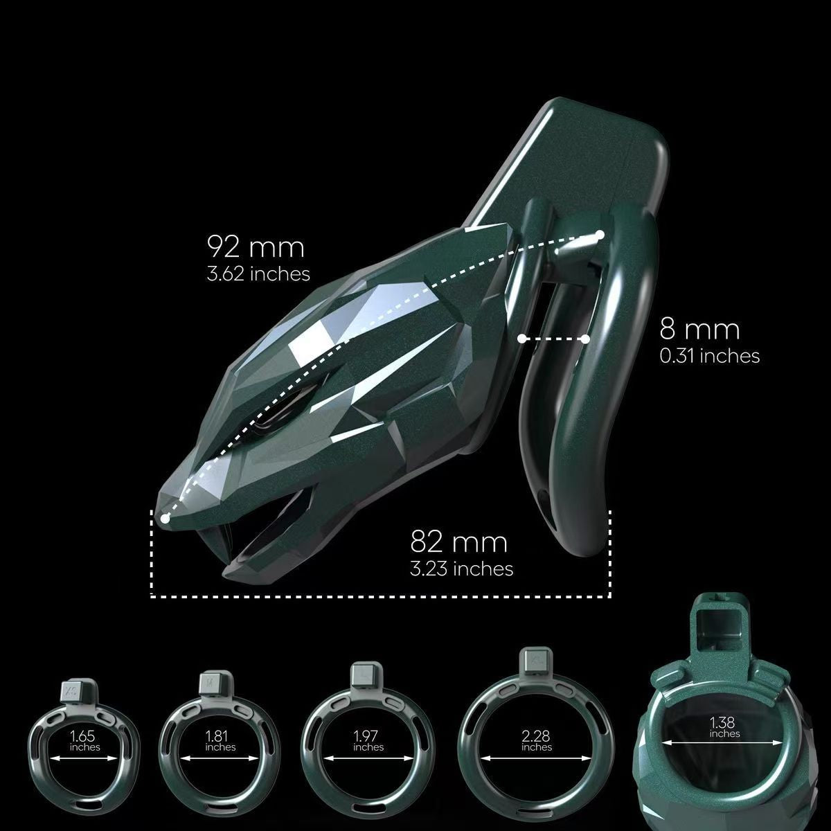 Starborn Emerald Faceted Snakehead Chastity Cage