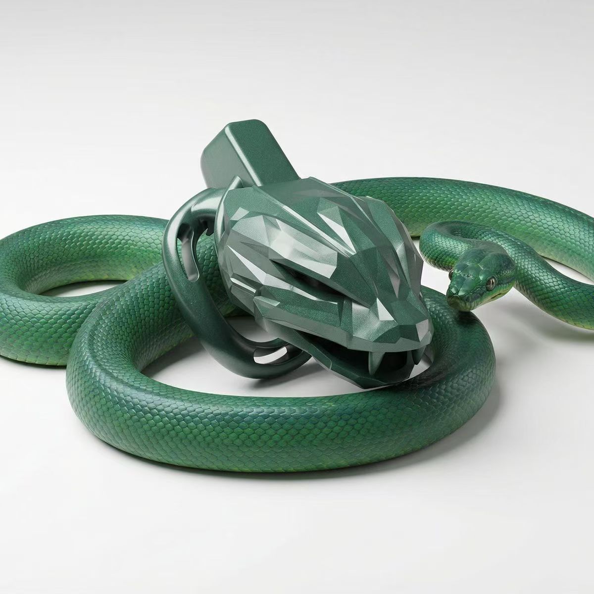 Starborn Emerald Faceted Snakehead Chastity Cage